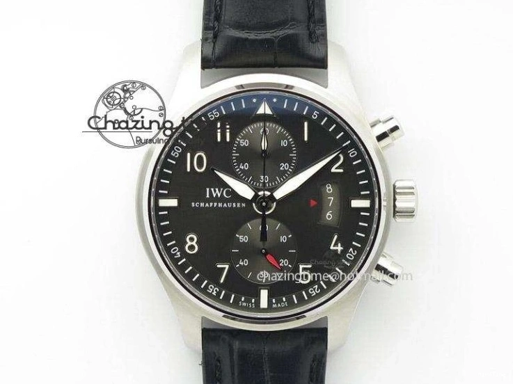 MIROTIME 0508 Pilot Chrono Spitfire IW387903 SS ZF 1:1 Best Edition Black Dial on Brown Leather Strap A OdorResistant 7127
